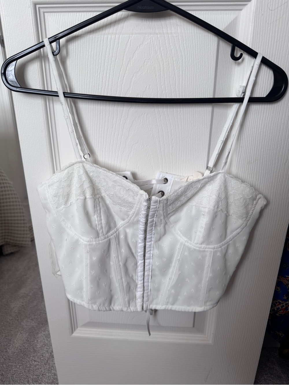 LA Hearts White Lace Bustier Crop Top - Women's Strappy Corset